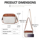 Double Zipper Black White Brown Chic Quilted Crossbody Bag - Vintage PU Leather Shoulder Purse with Adjustable Strap - RnR Galore