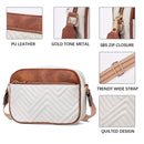 Double Zipper Blue Chic Quilted Crossbody Bag - Vintage PU Leather Shoulder Purse with Adjustable Strap - RnR Galore