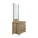 Dresser with 3 Storage Drawers in Natural Wood like MDF in Oak Colour with Mirror - RnR Galore