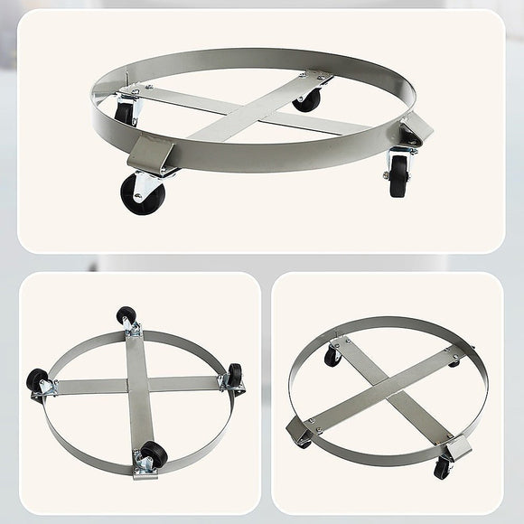 Drum Dolly 450kg 55 Gallon w Swivel Casters Heavy Duty Steel Frame Non Tipping - RnR Galore