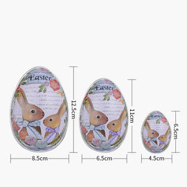 Easter Decorative Tin Egg Set of 3 Sizes with Vintage Rabbit Artwork for Home Display and Gift Giving(Style A) - RnR Galore