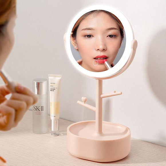 Ecoco Smart LED Light Cosmetic Makeup Mirror USB Touch Screen Home Desk Vanity 360° Pink - RnR Galore
