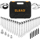 ELEAD 33Pcs Ratchet Wrench Set SAE Metric Wrench Phillips Slotted Bits Adapter - RnR Galore