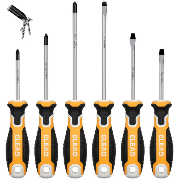 ELEAD 6Pcs Magnetic Screwdriver Set Phillips Slotted Non - Slip Handle Crv - RnR Galore