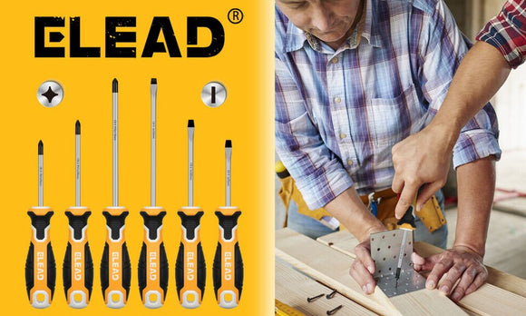 ELEAD 6Pcs Magnetic Screwdriver Set Phillips Slotted Non - Slip Handle Crv - RnR Galore