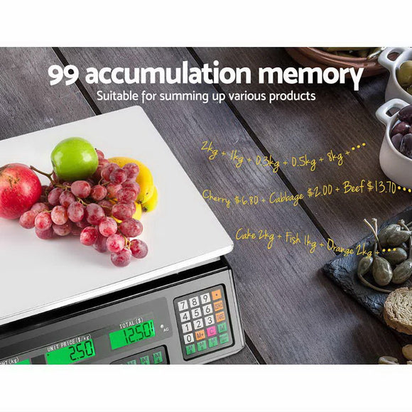 Emajin Scales Digital Kitchen 40KG Weighing Scales Platform Scales Black LCD - RnR Galore