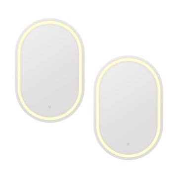 Embellir 2 LED Wall Mirror With Light 50X75CM Bathroom Decor Oval Mirrors Vanity - RnR Galore