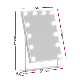 Embellir Bluetooth Makeup Mirror 30x40cm Hollywood Vanity with LED Light White - RnR Galore