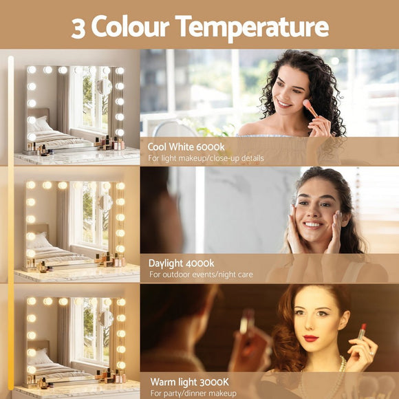 Embellir Bluetooth Makeup Mirror 58x46cm Hollywood Vanity with LED Light Wall - RnR Galore