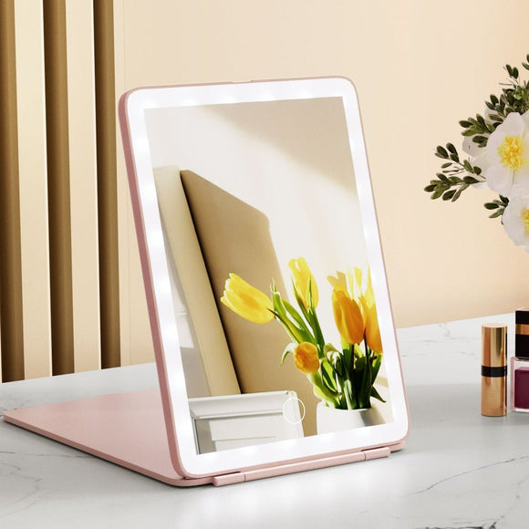 Embellir Compact Makeup Mirror w/ LED Light Portable Foldable Travel Beauty Pink - RnR Galore
