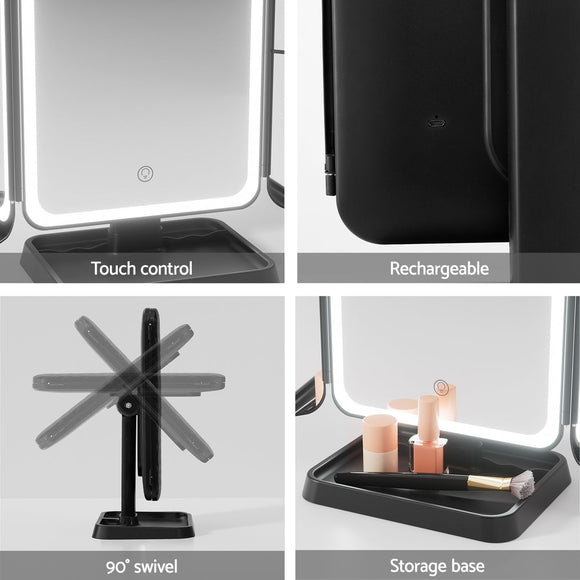 Embellir LED Makeup Mirror Tri - fold Lighted Vanity Mirrors 1X2X3X Magnifications - RnR Galore