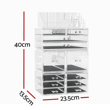 Embellir Makeup Case Acrylic Cosmetic Organizer Storage Box Jewellery Holder - RnR Galore