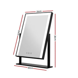 Embellir Makeup Mirror 25x30cm Hollywood Vanity with LED Light Rotation Black - RnR Galore