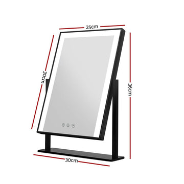Embellir Makeup Mirror 25x30cm Hollywood Vanity with LED Light Rotation Black - RnR Galore