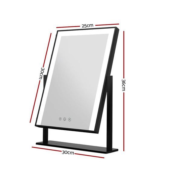 Embellir Makeup Mirror 25x30cm Hollywood Vanity with LED Light Rotation Black - RnR Galore