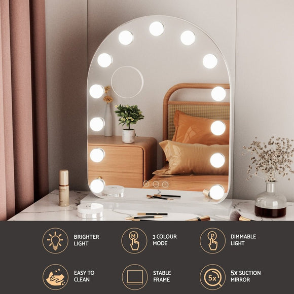 Embellir Makeup Mirror 40x50cm Dressing Vanity LED Bulb Light with 5x Magnification White Arch - RnR Galore