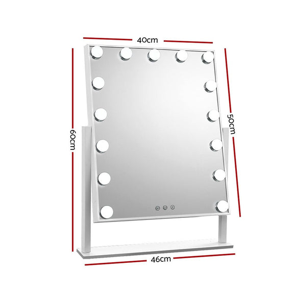 Embellir Makeup Mirror 40x50cm Hollywood Vanity with LED Light Rotation Tabletop - RnR Galore