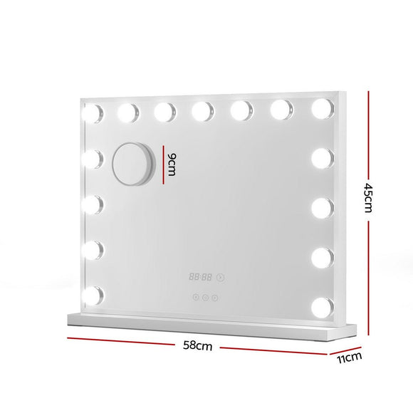 Embellir Makeup Mirror 58x45cm Hollywood Vanity with LED Light Tabletop White - RnR Galore