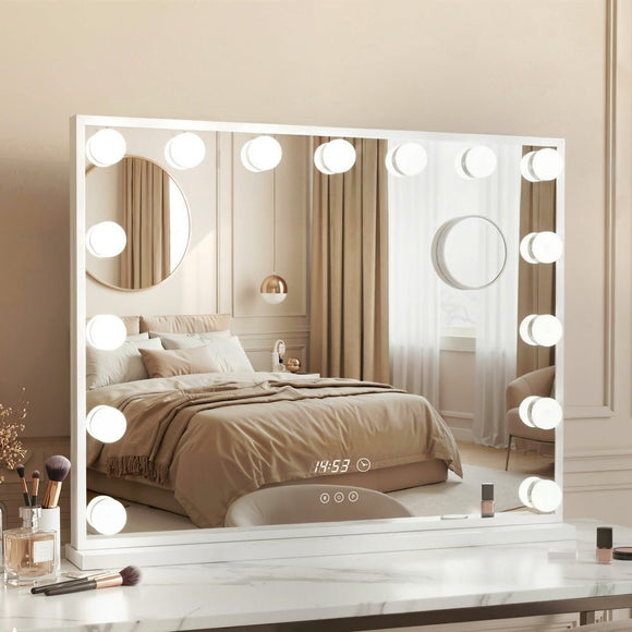 Embellir Makeup Mirror 58x45cm Hollywood Vanity with LED Light Tabletop White - RnR Galore
