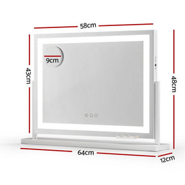 Embellir Makeup Mirror 58x46cm 360～ Rotatable Vanity Mirror with Lights Bright Light Strip Adjustable - RnR Galore