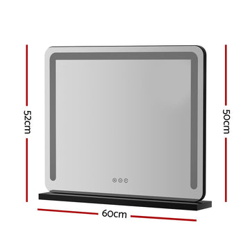 Embellir Makeup Mirror 60x50cm Hollywood Vanity with LED Light Tabletop Black - RnR Galore