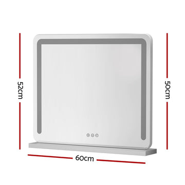 Embellir Makeup Mirror 60x50cm Hollywood Vanity with LED Light Tabletop White - RnR Galore