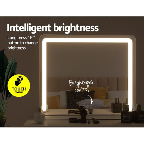 Embellir Makeup Mirror 60x50cm Hollywood Vanity with LED Light Tabletop White - RnR Galore