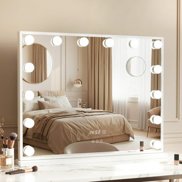 Embellir Makeup Mirror 60x52cm Hollywood Vanity with LED Light Tabletop White - RnR Galore