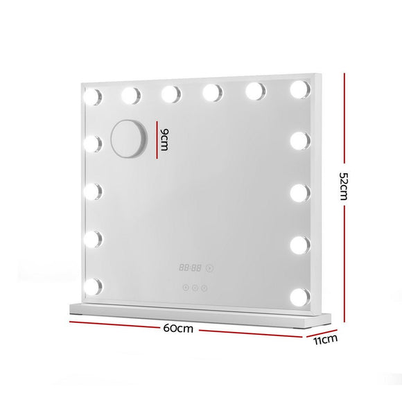 Embellir Makeup Mirror 60x52cm Hollywood Vanity with LED Light Tabletop White - RnR Galore