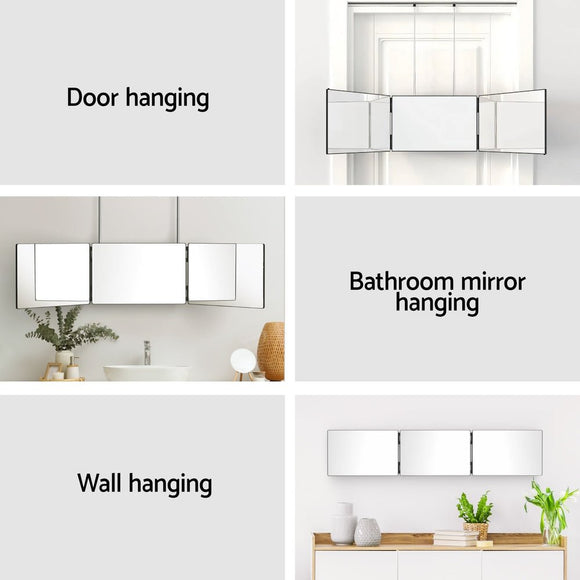 Embellir Trifold Mirror Makeup Portable with Height Adjustable 3 Way Telescoping Hook Hair Cutting Styling - RnR Galore
