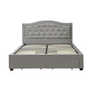 Emily Bed Frame Queen Size Velvet Fabric Grey Four MDF Drawers with Wheels - RnR Galore