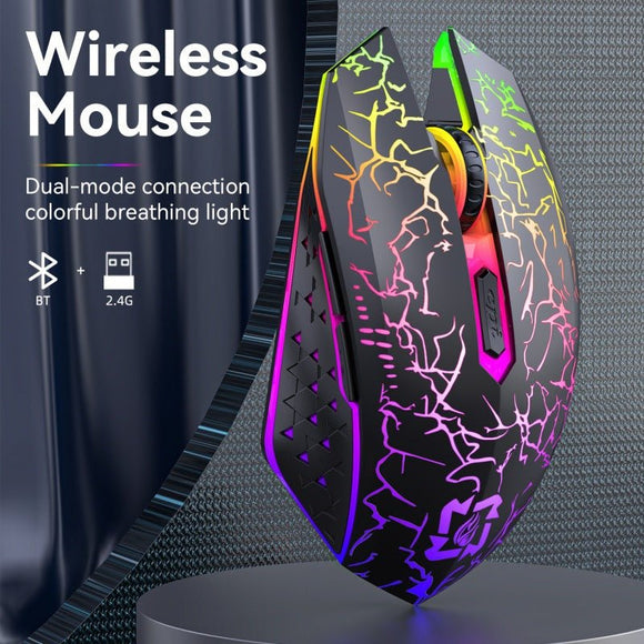 Ergonomic Dual - Mode Wireless Gaming Mouse - Mute Buttons, Adjustable DPI, Rechargeable, Multi - Assist Keys(white) - RnR Galore