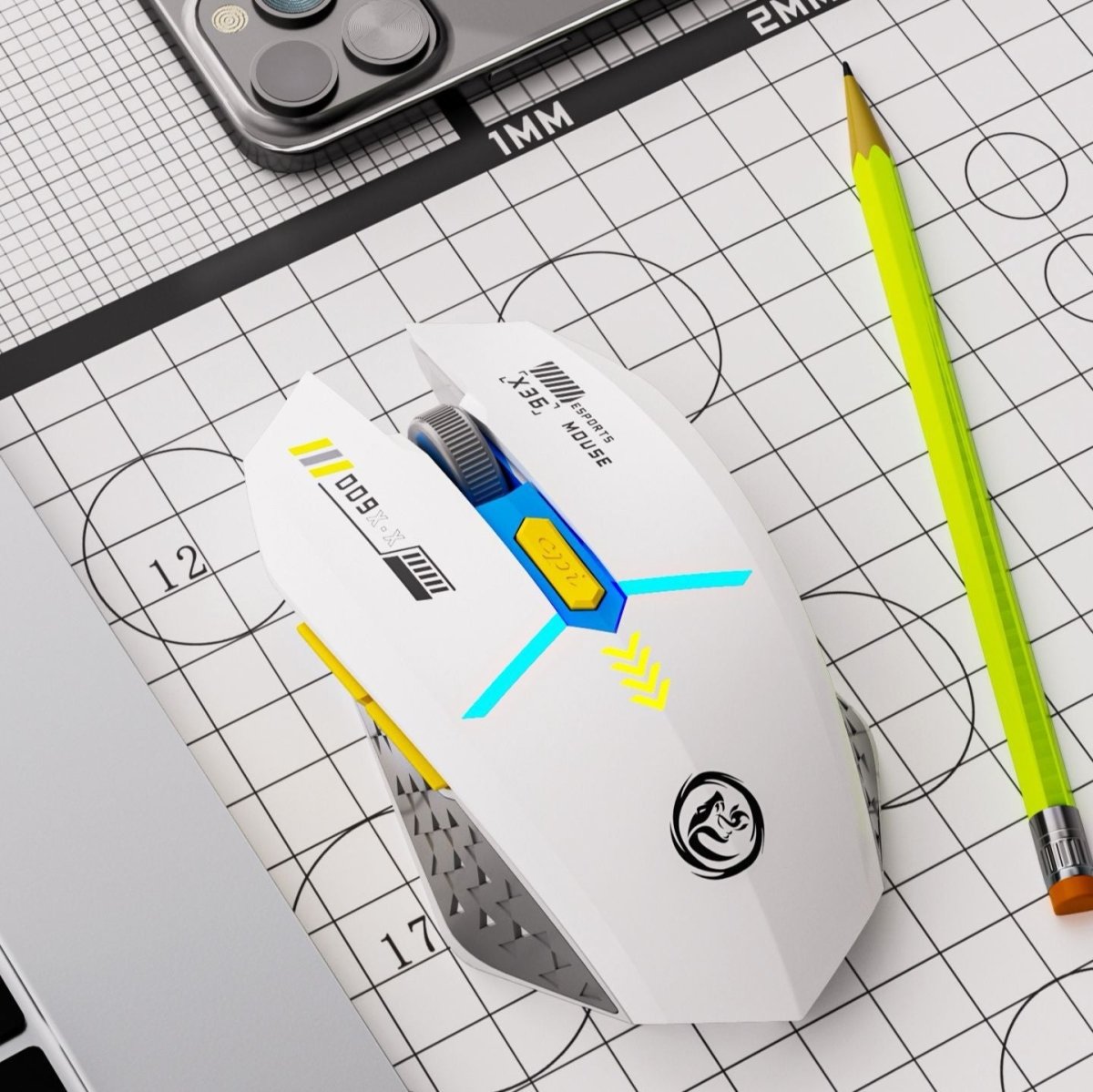 Ergonomic Dual-Mode Wireless Gaming Mouse - Mute Buttons, Adjustable ...