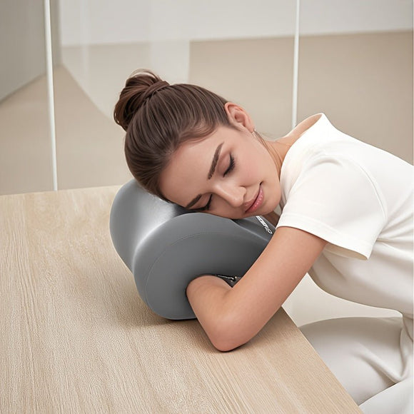 Ergonomic Multi - functional Nap Pillow - Desk Rest Pillow with Neck/Side Support, Memory Foam Cushion for Office, Home & Travel(ORANGE) - RnR Galore