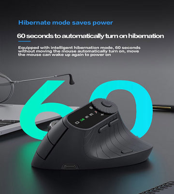 Ergonomic Vertical Mouse - 2.4G/Bluetooth Multi - Mode, LED Display, 57 - Degree Angle, & 400mAh Battery(Purple) - RnR Galore