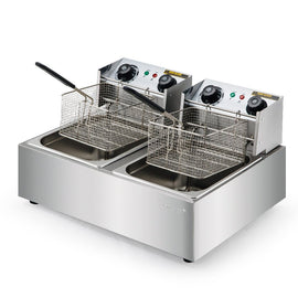 EuroChef Commercial Electric Deep Fryer Twin Frying Basket Chip Cooker Fry - RnR Galore
