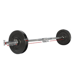 Everfit 18kg Barbell Set Weight Plates Bar Lifting Bench 168cm - RnR Galore