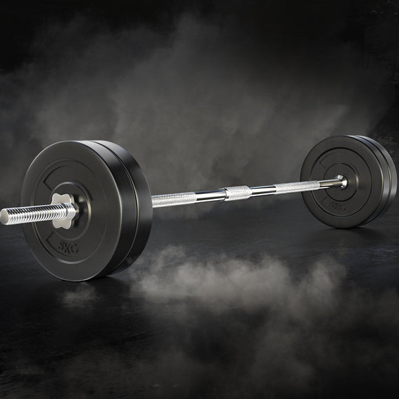Everfit 28kg Barbell Set Weight Plates Bar Lifting Bench 168cm - RnR Galore