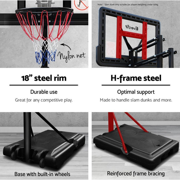 Everfit 3.05M Basketball Hoop Stand System Adjustable Height Portable Pro Black - RnR Galore