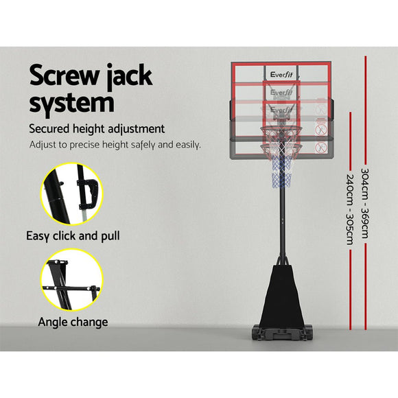 Everfit 3.05M Basketball Hoop Stand System Adjustable Height Portable Red Pro - RnR Galore