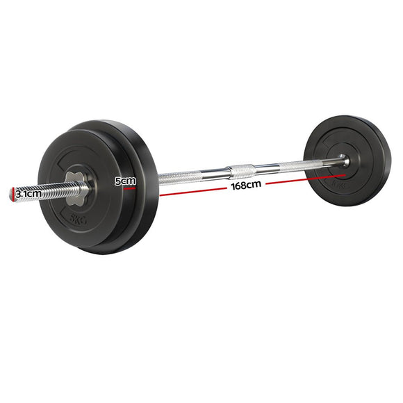 Everfit 38kg Barbell Set Weight Plates Bar Lifting Bench 168cm - RnR Galore