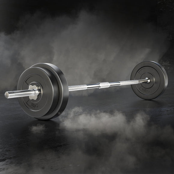 Everfit 38kg Barbell Set Weight Plates Bar Lifting Bench 168cm - RnR Galore