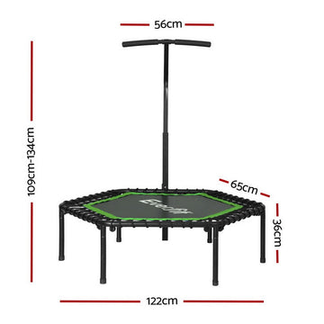 Everfit 48inch Hexagon Fitness Trampoline Rebounder Adjustable Handrail Green - RnR Galore