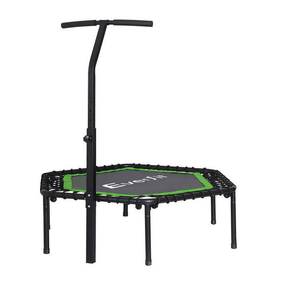 Everfit 48inch Hexagon Fitness Trampoline Rebounder Adjustable Handrail Green - RnR Galore