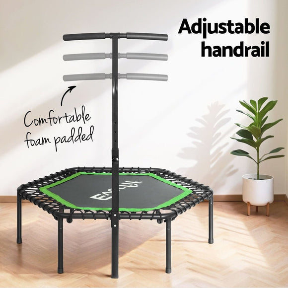 Everfit 48inch Hexagon Fitness Trampoline Rebounder Adjustable Handrail Green - RnR Galore