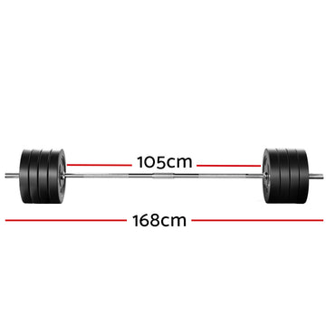 Everfit 88kg Barbell Set Weight Plates Bar Lifting Bench 168cm - RnR Galore