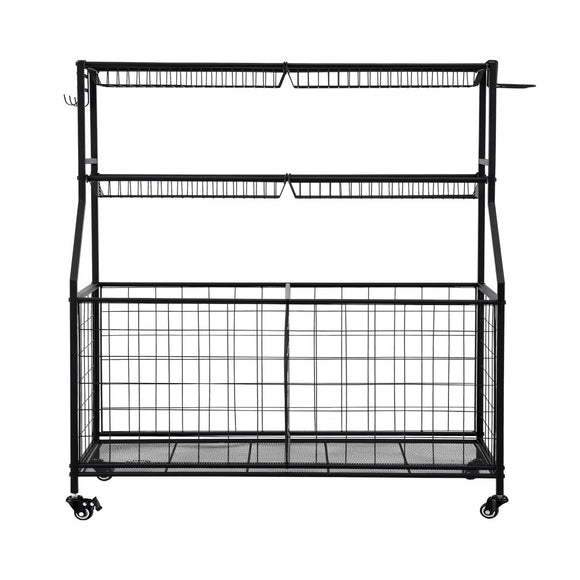 Everfit Sports Equipment Organizer Storage with Wheels Multi - Sport Garage Gym Black - RnR Galore