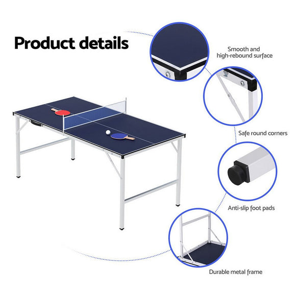 Everfit Table Tennis Ping Pong Table Portable Foldable Family Game Home Indoor - RnR Galore