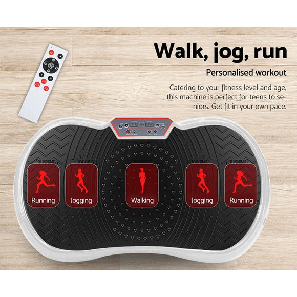 Everfit Vibration Machine Platform Vibrator Resistance Rope Home Fitness White - RnR Galore