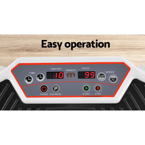 Everfit Vibration Machine Platform Vibrator Resistance Rope Home Fitness White - RnR Galore